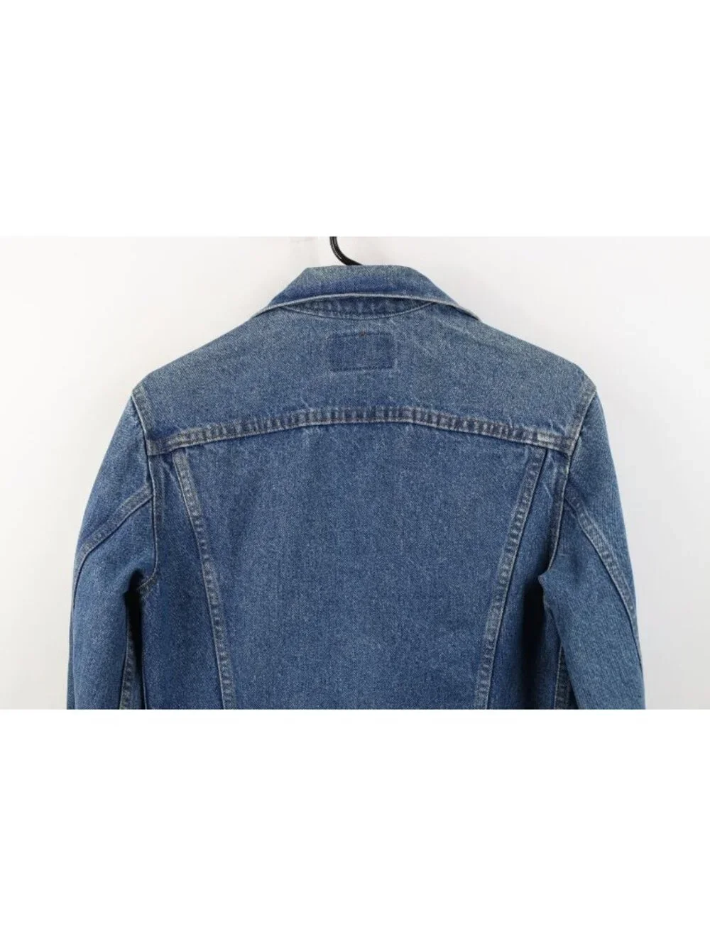 Vintage 80s Levis Mens 34 Distressed Type III Denim Jean Trucker Jacket Blue USA